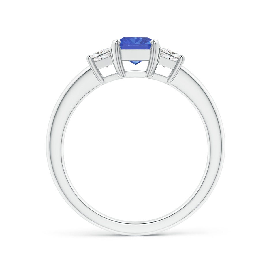 7x5mm AA Tanzanite and Diamond Three Stone Ring in P950 Platinum side 1