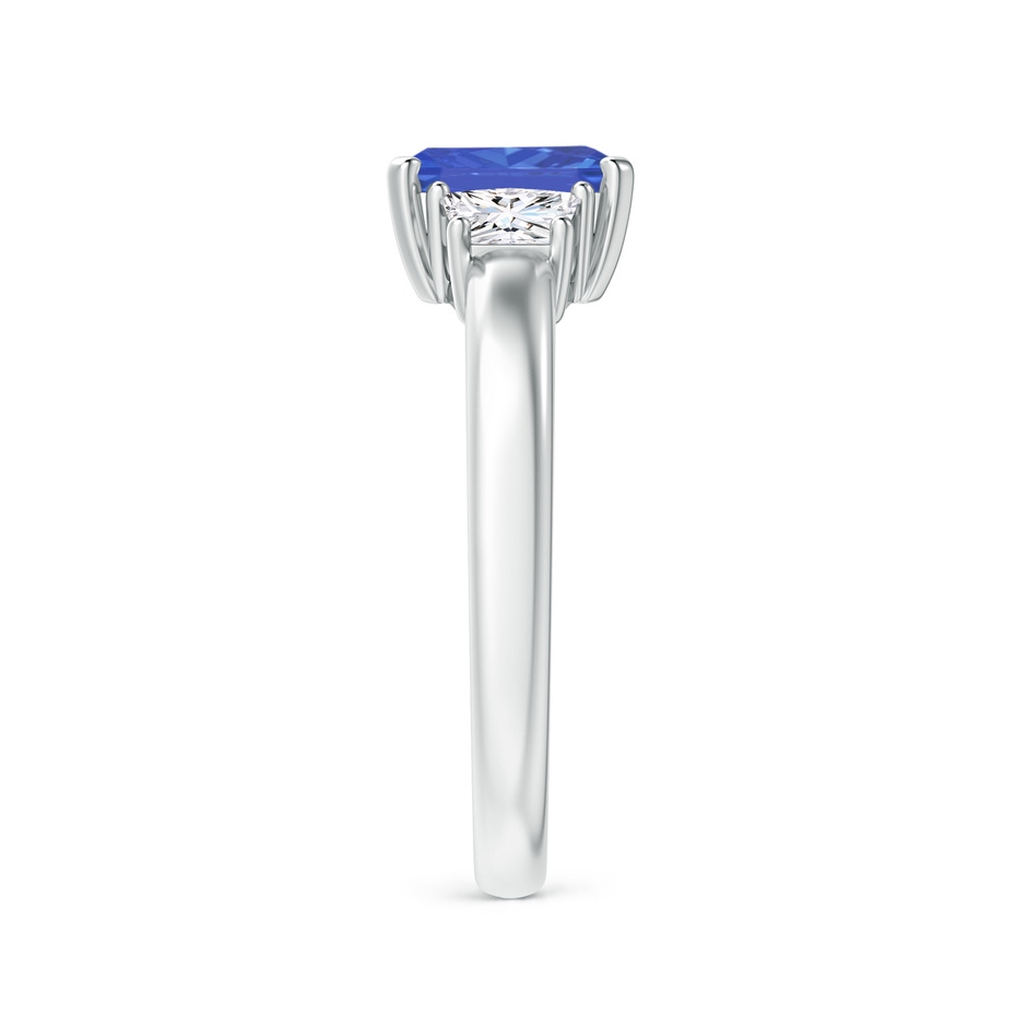 7x5mm AA Tanzanite and Diamond Three Stone Ring in P950 Platinum side 2