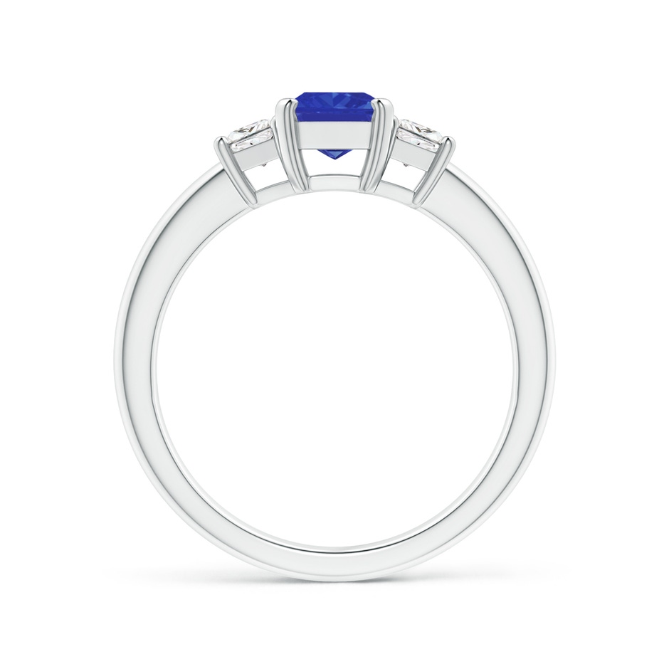 7x5mm AAA Tanzanite and Diamond Three Stone Ring in White Gold side 1