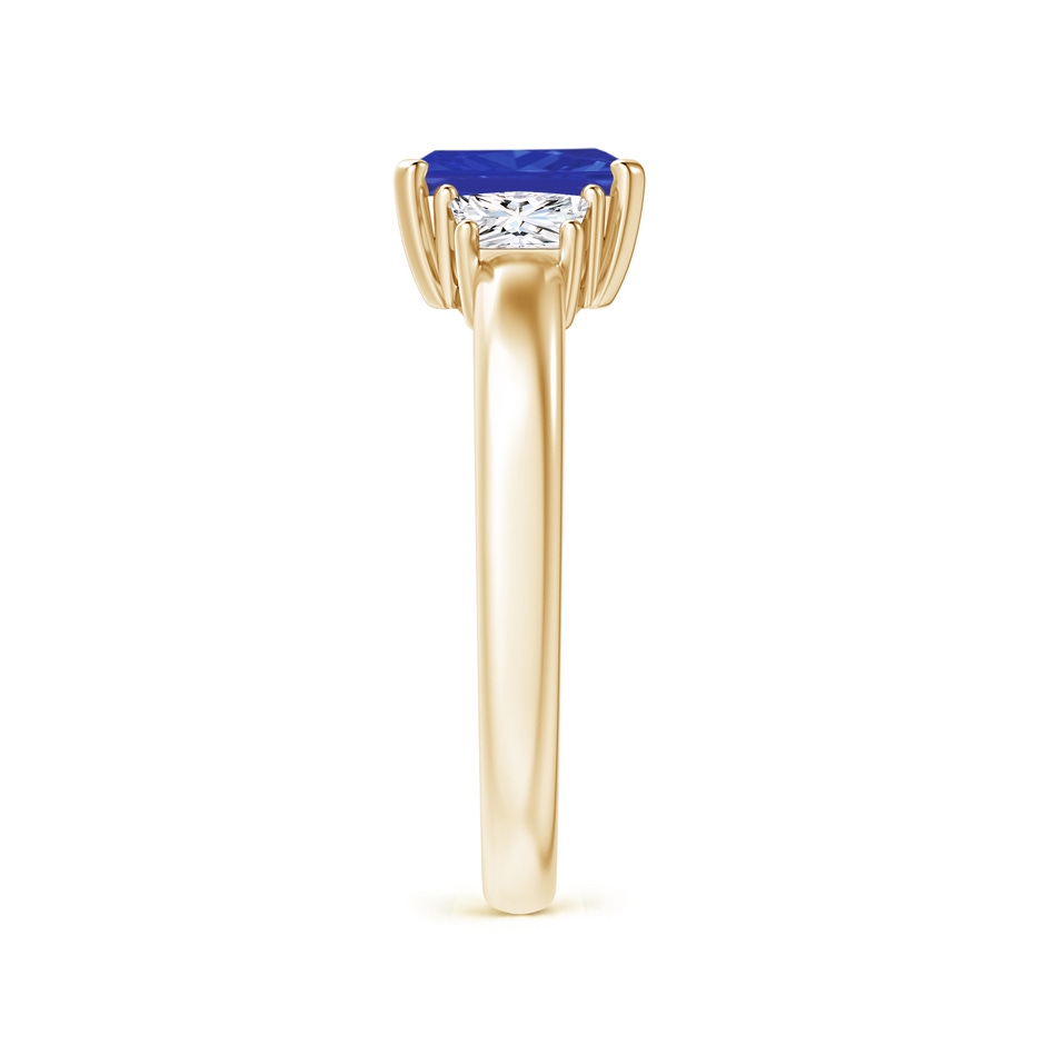 7x5mm AAA Tanzanite and Diamond Three Stone Ring in Yellow Gold Side 2