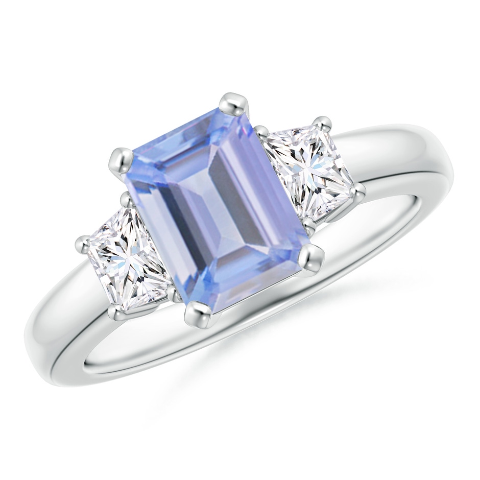 8x6mm A Tanzanite and Diamond Three Stone Ring in P950 Platinum 
