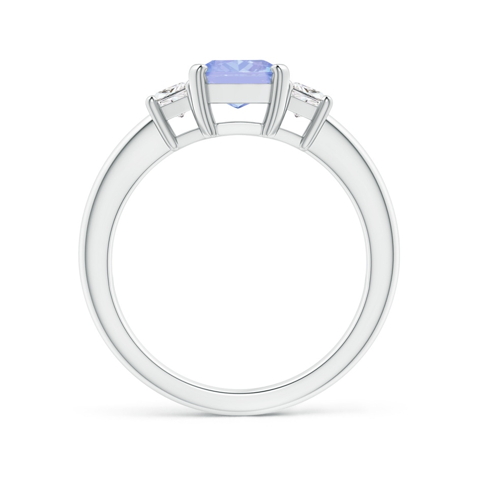 8x6mm A Tanzanite and Diamond Three Stone Ring in P950 Platinum side 1