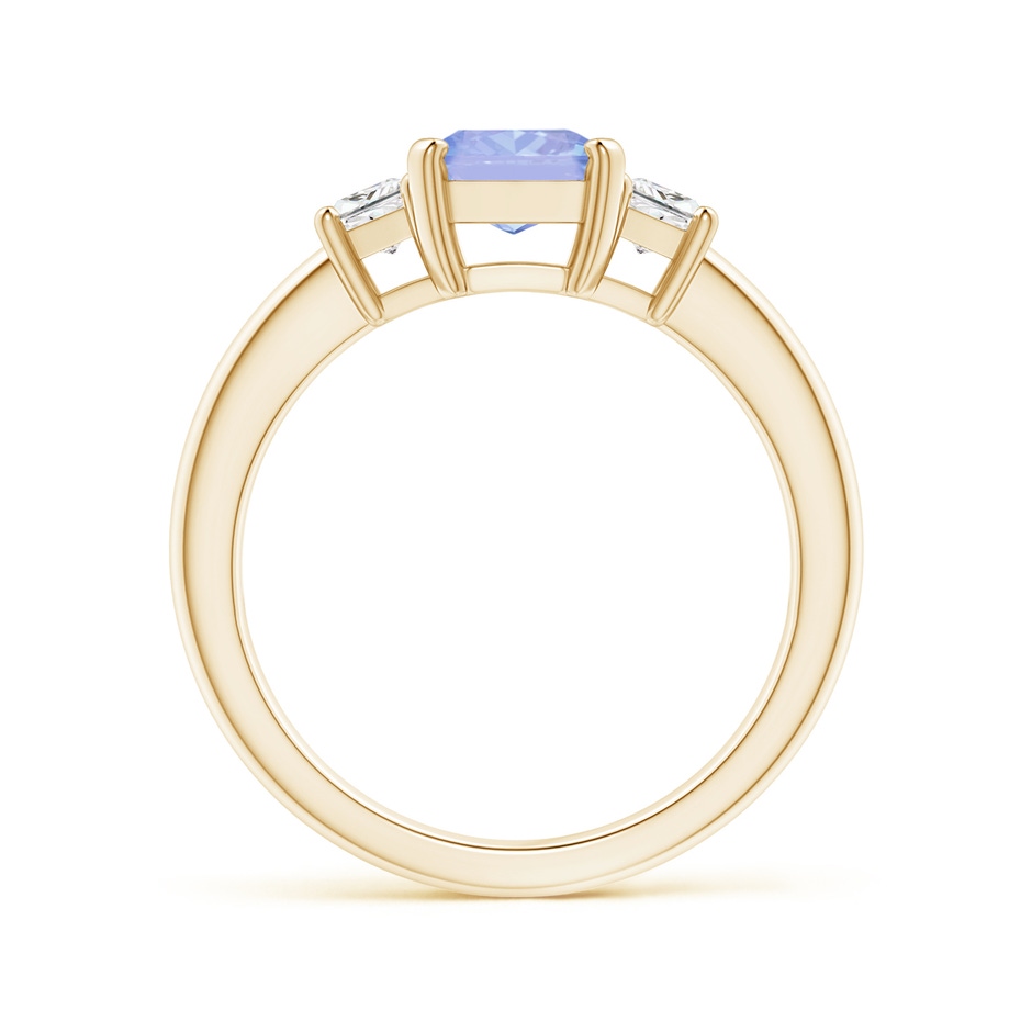 8x6mm A Tanzanite and Diamond Three Stone Ring in Yellow Gold side 1