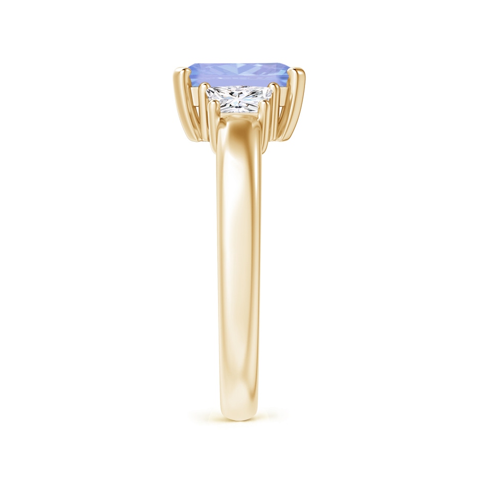 8x6mm A Tanzanite and Diamond Three Stone Ring in Yellow Gold side 2