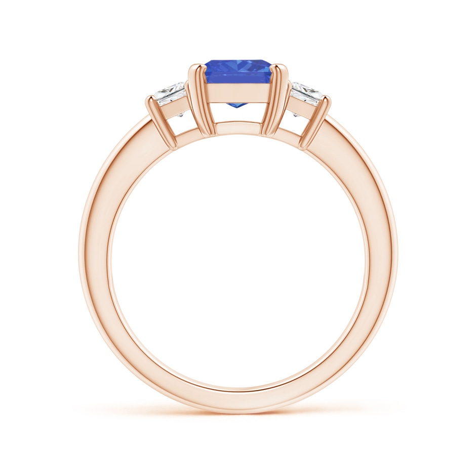 8x6mm AA Tanzanite and Diamond Three Stone Ring in Rose Gold Side 1