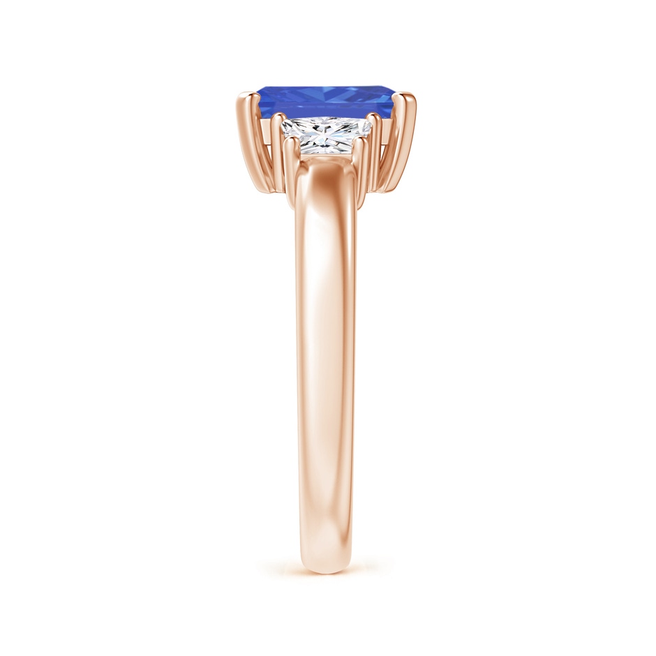 8x6mm AA Tanzanite and Diamond Three Stone Ring in Rose Gold Side 2