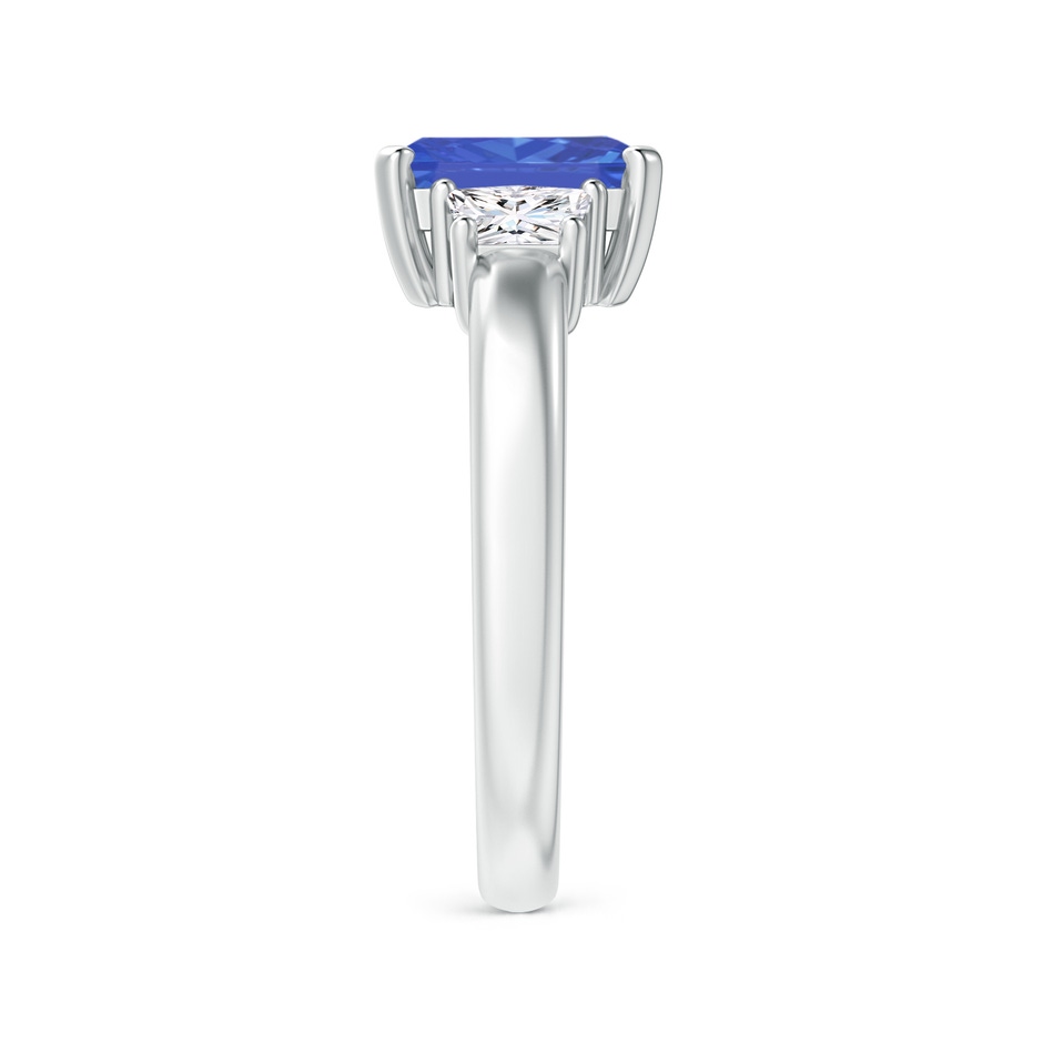 8x6mm AA Tanzanite and Diamond Three Stone Ring in White Gold side 2
