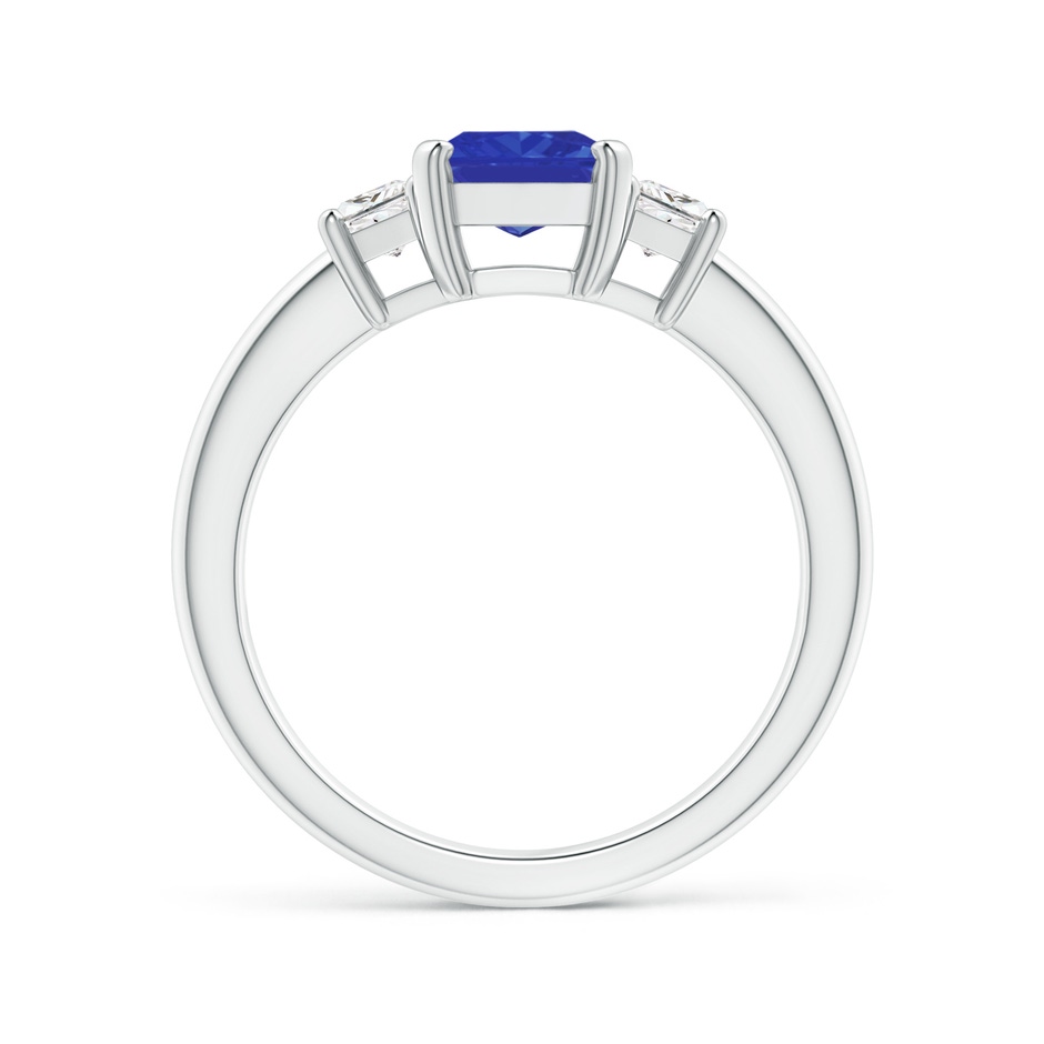 8x6mm AAA Tanzanite and Diamond Three Stone Ring in P950 Platinum Side 1
