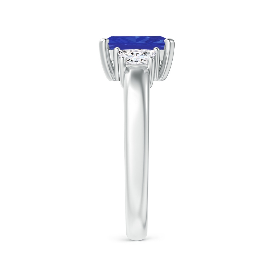 8x6mm AAA Tanzanite and Diamond Three Stone Ring in P950 Platinum Side 2