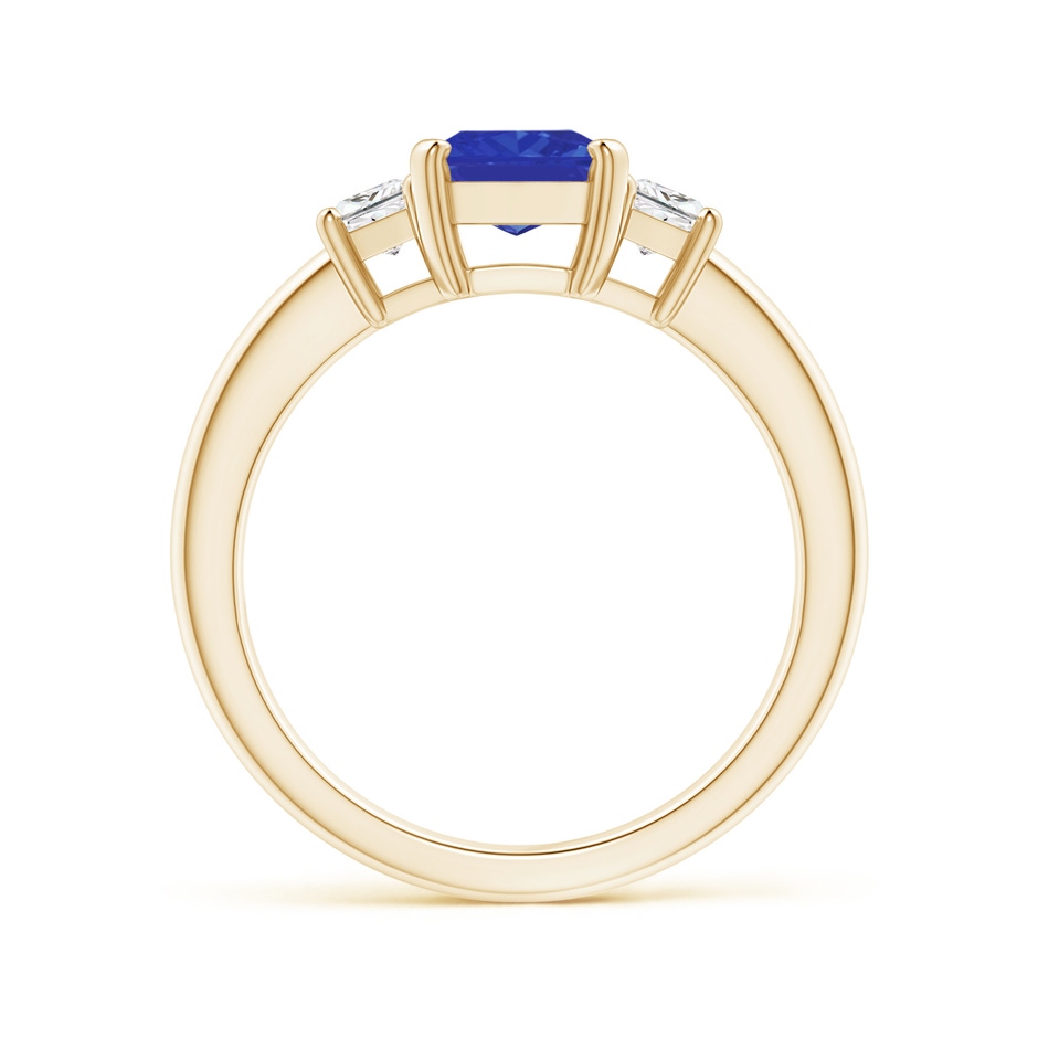 8x6mm AAA Tanzanite and Diamond Three Stone Ring in Yellow Gold Side 1