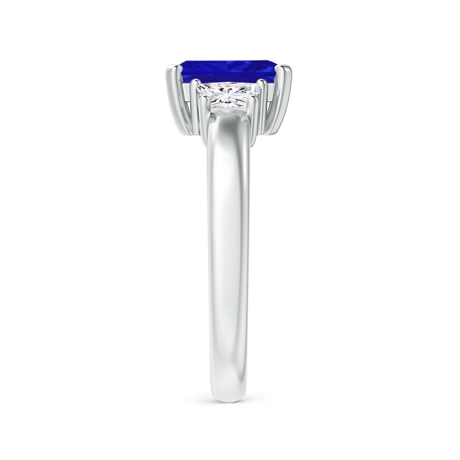 8x6mm AAAA Tanzanite and Diamond Three Stone Ring in P950 Platinum Side 2