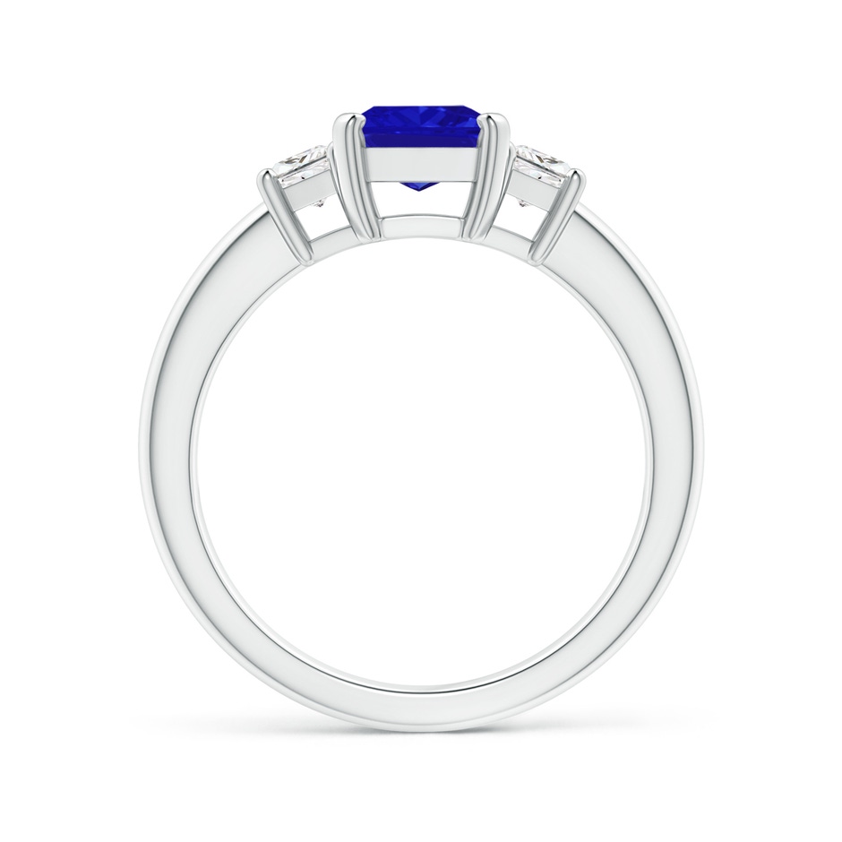 8x6mm AAAA Tanzanite and Diamond Three Stone Ring in White Gold Side 1