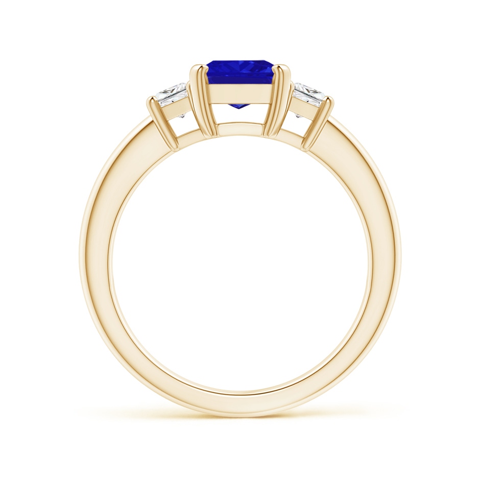 8x6mm AAAA Tanzanite and Diamond Three Stone Ring in Yellow Gold side 1