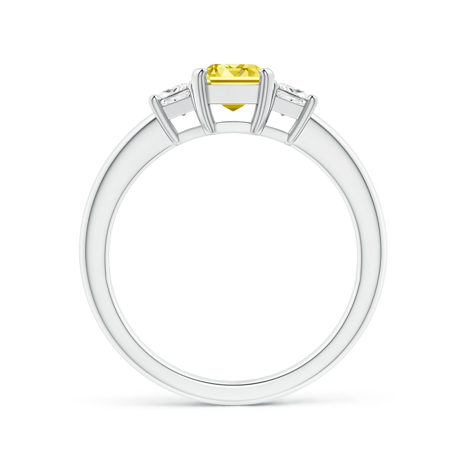 7x5mm AAAA Fancy Intense Yellow and White Diamond Three Stone Ring in P950 Platinum side 199