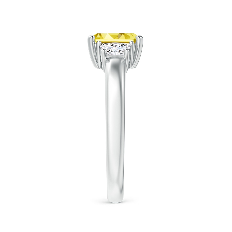 7x5mm AAAA Fancy Intense Yellow and White Diamond Three Stone Ring in P950 Platinum side 299