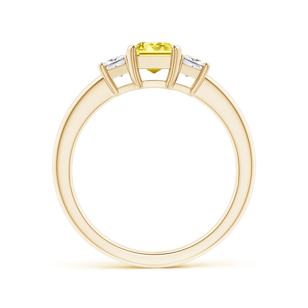 7x5mm AAAA Fancy Intense Yellow and White Diamond Three Stone Ring in Yellow Gold - side 199