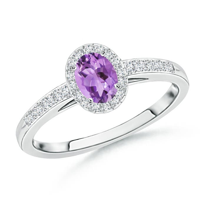 A - Amethyst / 0.36 CT / 14 KT White Gold