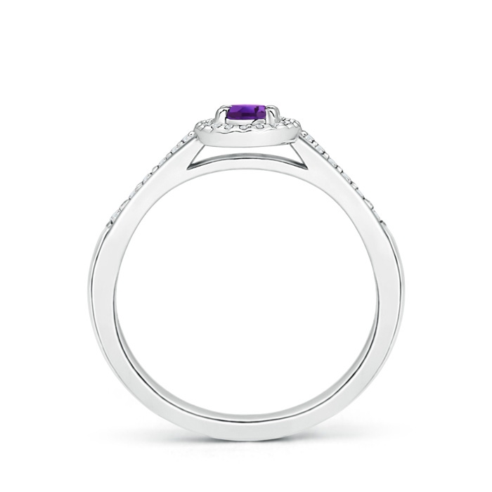 5x3mm AAAA Classic Oval Amethyst Halo Ring with Diamond Accents in White Gold side-1