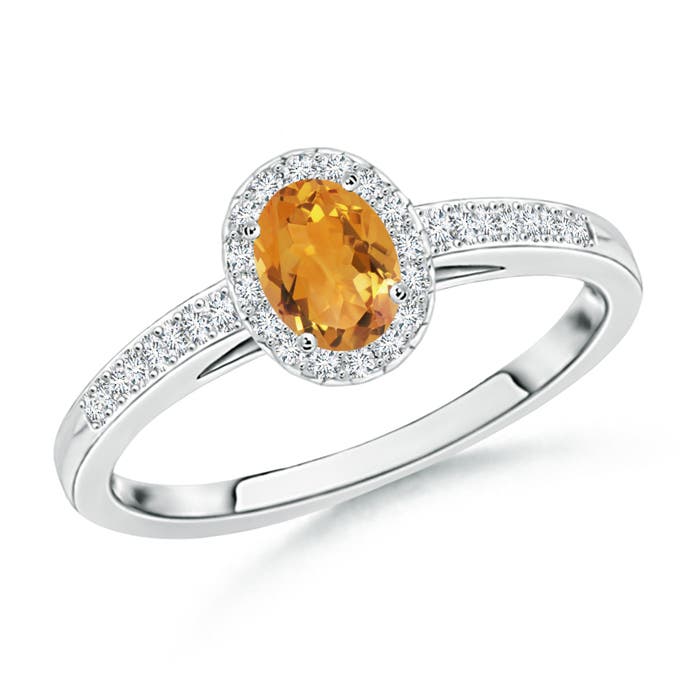 AA - Citrine / 0.37 CT / 14 KT White Gold