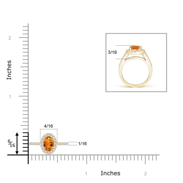 5x3mm AAA Classic Oval Citrine Halo Ring with Diamond Accents in Yellow Gold product image
