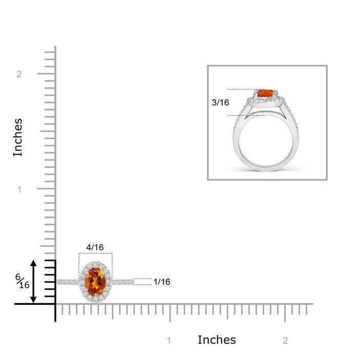 5x3mm AAAA Classic Oval Citrine Halo Ring with Diamond Accents in White Gold product image