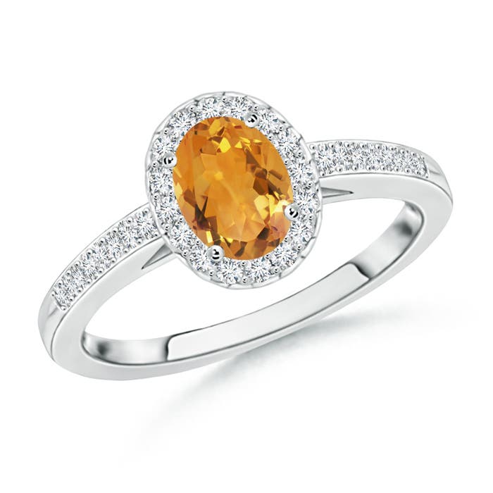 AA - Citrine / 0.61 CT / 14 KT White Gold