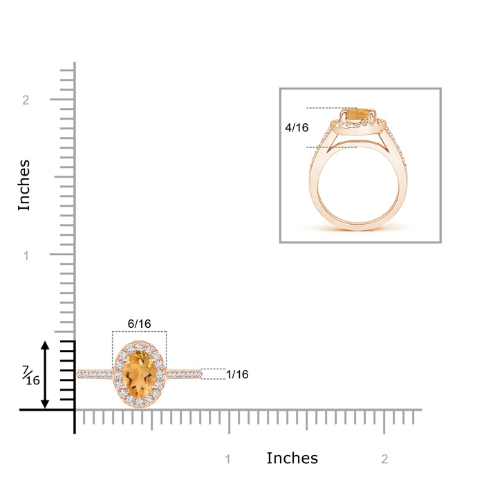7x5mm A Classic Oval Citrine Halo Ring with Diamond Accents in Rose Gold product image