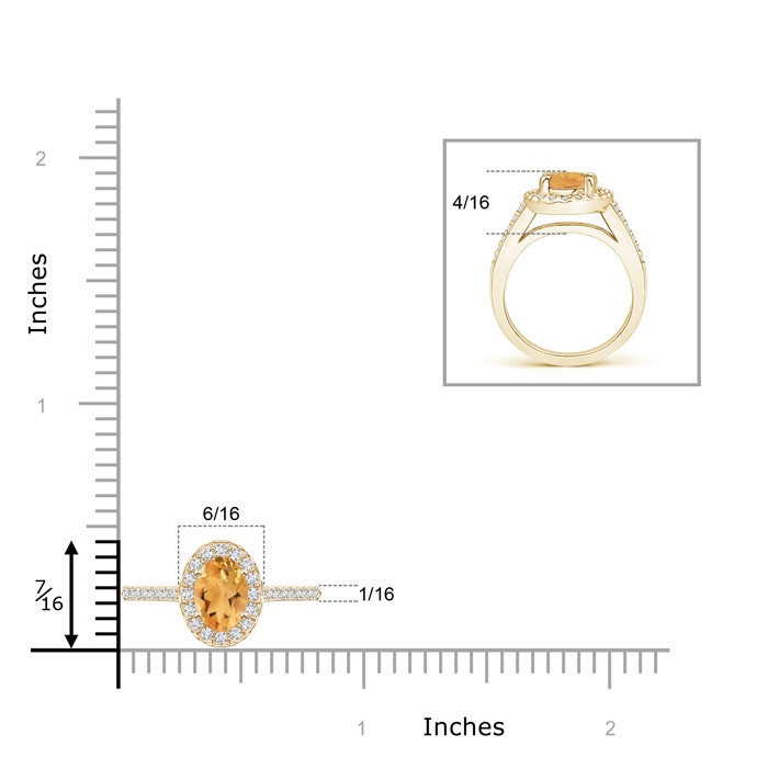 7x5mm A Classic Oval Citrine Halo Ring with Diamond Accents in Yellow Gold product image