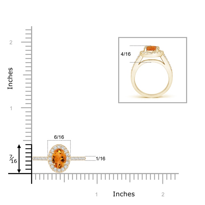 7x5mm AAA Classic Oval Citrine Halo Ring with Diamond Accents in Yellow Gold product image