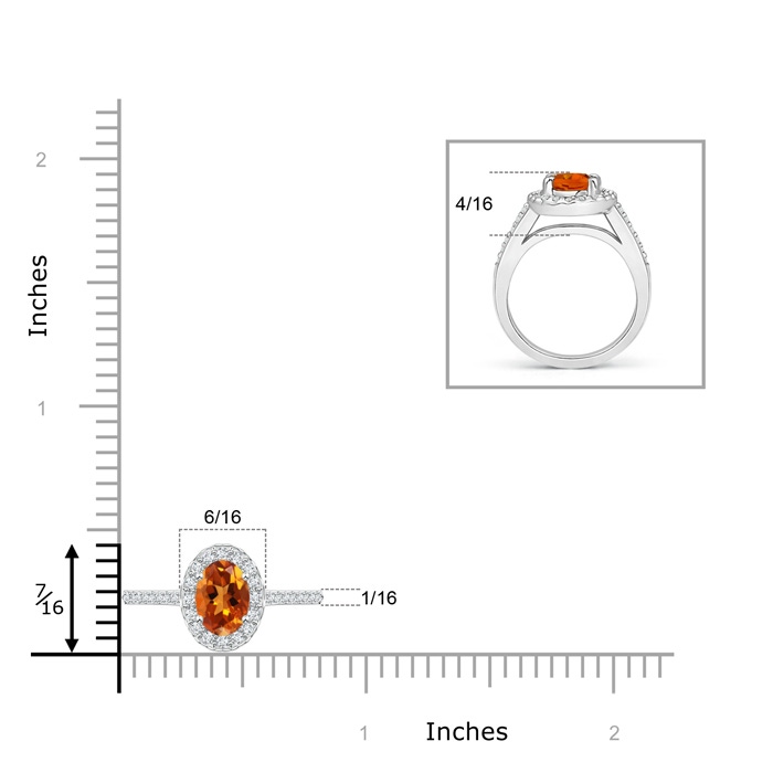 7x5mm AAAA Classic Oval Citrine Halo Ring with Diamond Accents in P950 Platinum product image