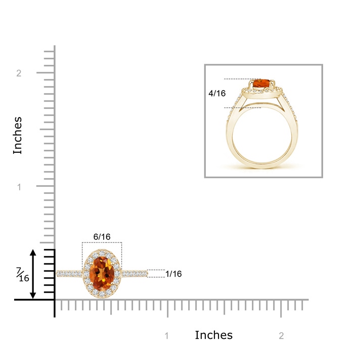 7x5mm AAAA Classic Oval Citrine Halo Ring with Diamond Accents in Yellow Gold product image