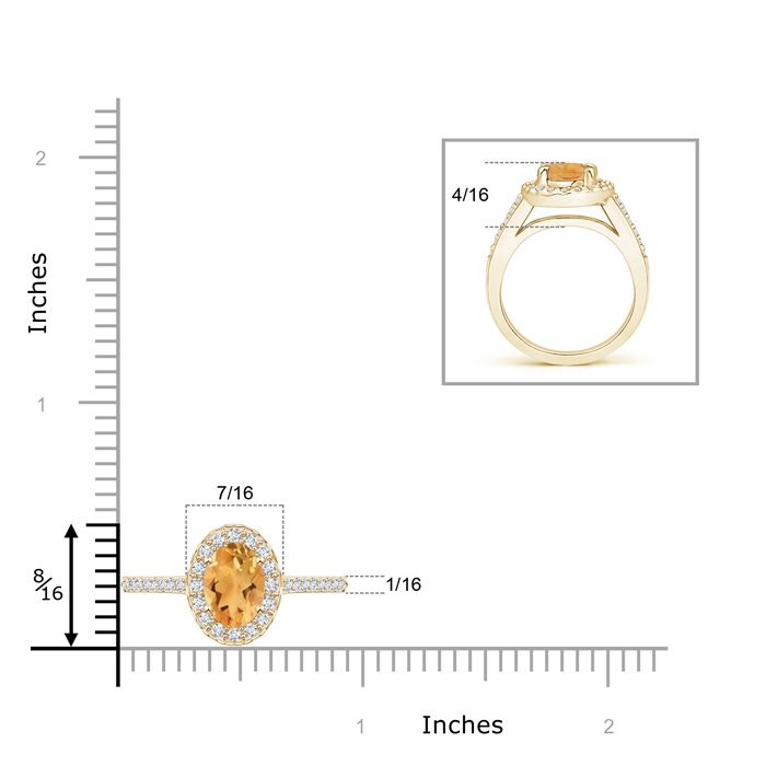 8x6mm A Classic Oval Citrine Halo Ring with Diamond Accents in Yellow Gold product image