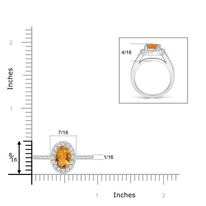 8x6mm AA Classic Oval Citrine Halo Ring with Diamond Accents in White Gold product image