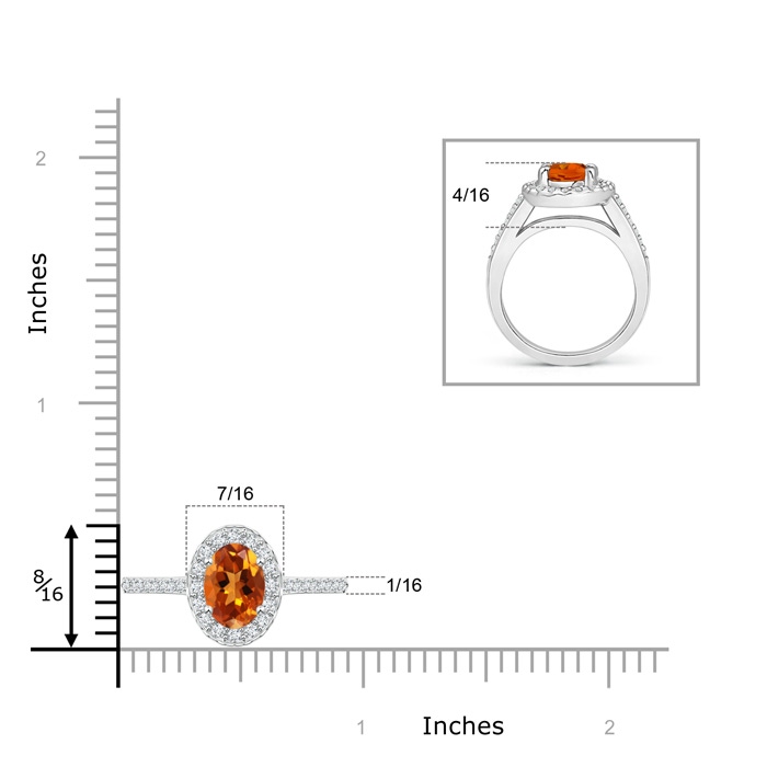 8x6mm AAAA Classic Oval Citrine Halo Ring with Diamond Accents in P950 Platinum product image