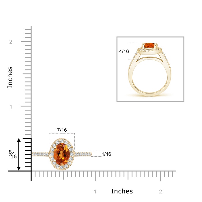 8x6mm AAAA Classic Oval Citrine Halo Ring with Diamond Accents in Yellow Gold product image