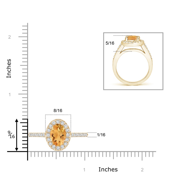 9x7mm A Classic Oval Citrine Halo Ring with Diamond Accents in Yellow Gold product image