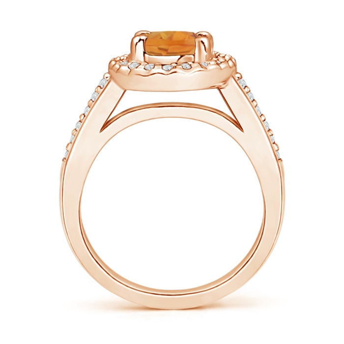9x7mm AA Classic Oval Citrine Halo Ring with Diamond Accents in Rose Gold product image