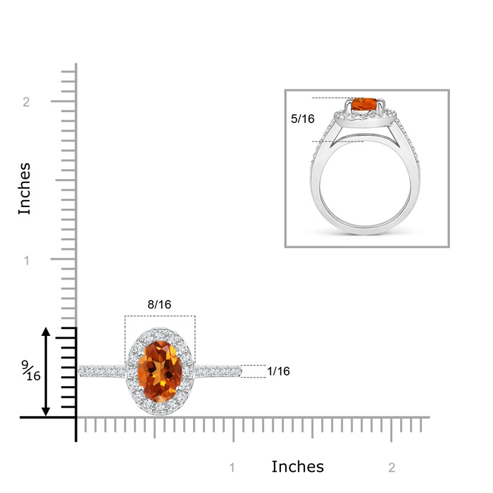 9x7mm AAAA Classic Oval Citrine Halo Ring with Diamond Accents in White Gold product image