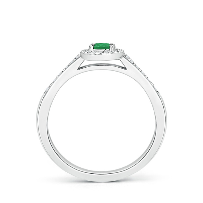 5x3mm A Classic Oval Emerald Halo Ring with Diamond Accents in P950 Platinum side-1