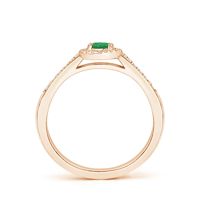 5x3mm A Classic Oval Emerald Halo Ring with Diamond Accents in Rose Gold side-1