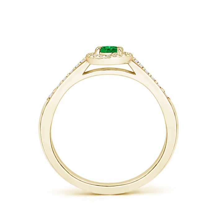 5x3mm AAA Classic Oval Emerald Halo Ring with Diamond Accents in Yellow Gold Side-1