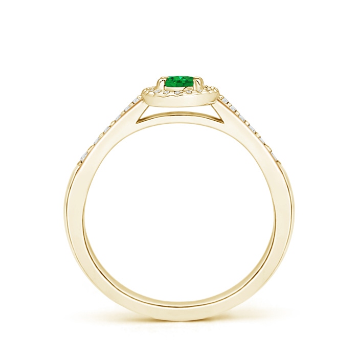 5x3mm AAA Classic Oval Emerald Halo Ring with Diamond Accents in Yellow Gold side-1