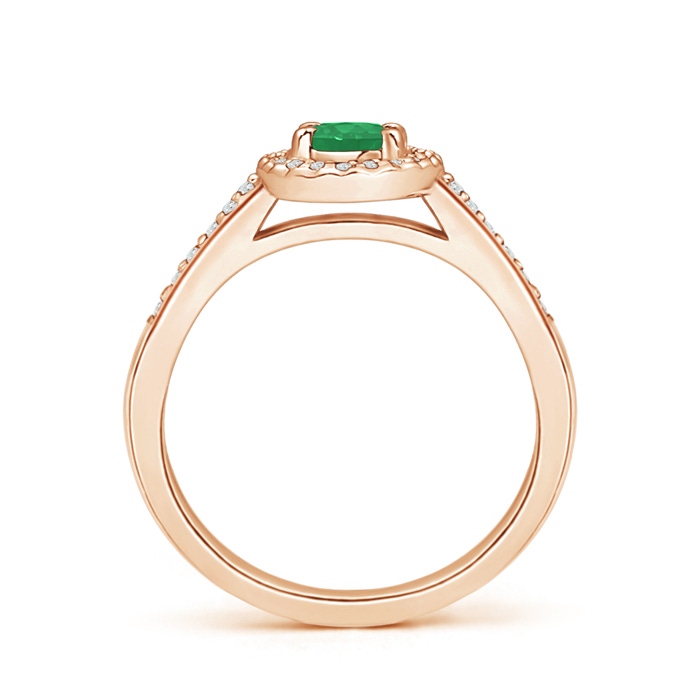 6x4mm A Classic Oval Emerald Halo Ring with Diamond Accents in Rose Gold side-1