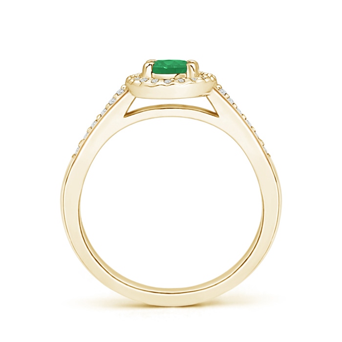 6x4mm A Classic Oval Emerald Halo Ring with Diamond Accents in Yellow Gold side-1