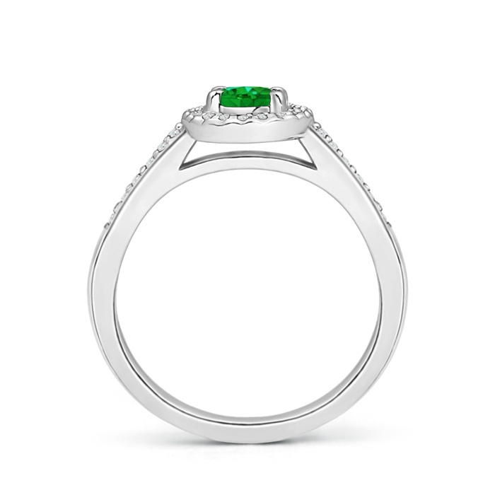 6x4mm AAAA Classic Oval Emerald Halo Ring with Diamond Accents in White Gold side-1