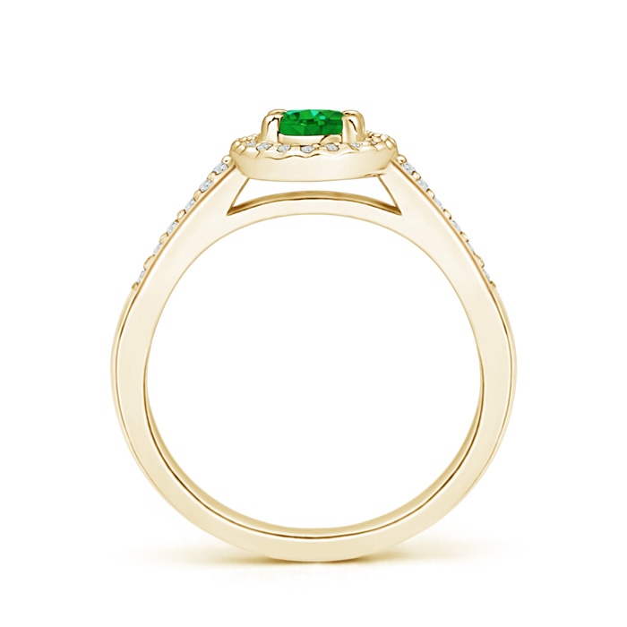 6x4mm AAAA Classic Oval Emerald Halo Ring with Diamond Accents in Yellow Gold side-1