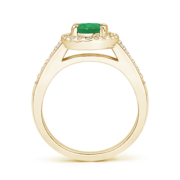 7x5mm A Classic Oval Emerald Halo Ring with Diamond Accents in Yellow Gold side-1