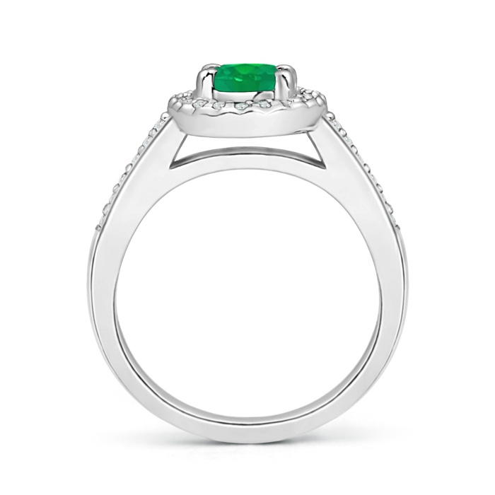 7x5mm AA Classic Oval Emerald Halo Ring with Diamond Accents in P950 Platinum side-1