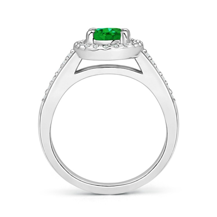 7x5mm AAAA Classic Oval Emerald Halo Ring with Diamond Accents in P950 Platinum side-1