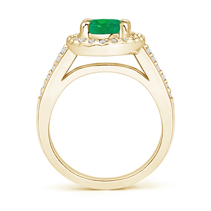 8x6mm AA Classic Oval Emerald Halo Ring with Diamond Accents in Yellow Gold side-1